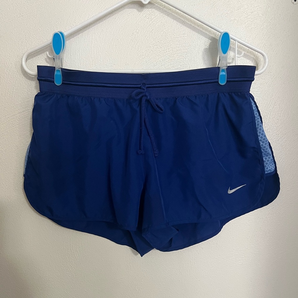 NIKE Classic Dri Fit Athletic Shorts Royal Blue with Baby Blue Stripe Wms Size M